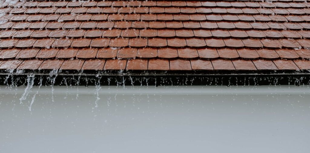 a rain falling on a roof