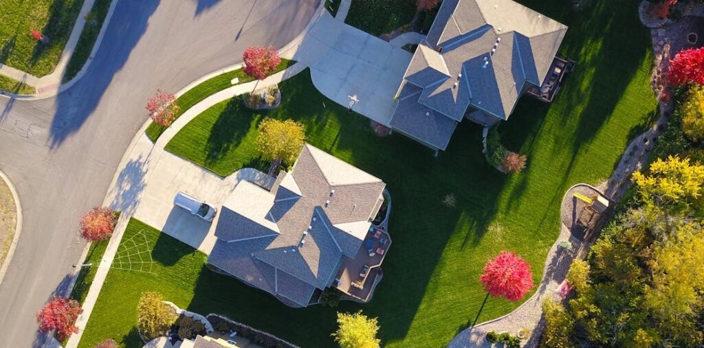 aerial view of the roofs Apex NC roofers did
